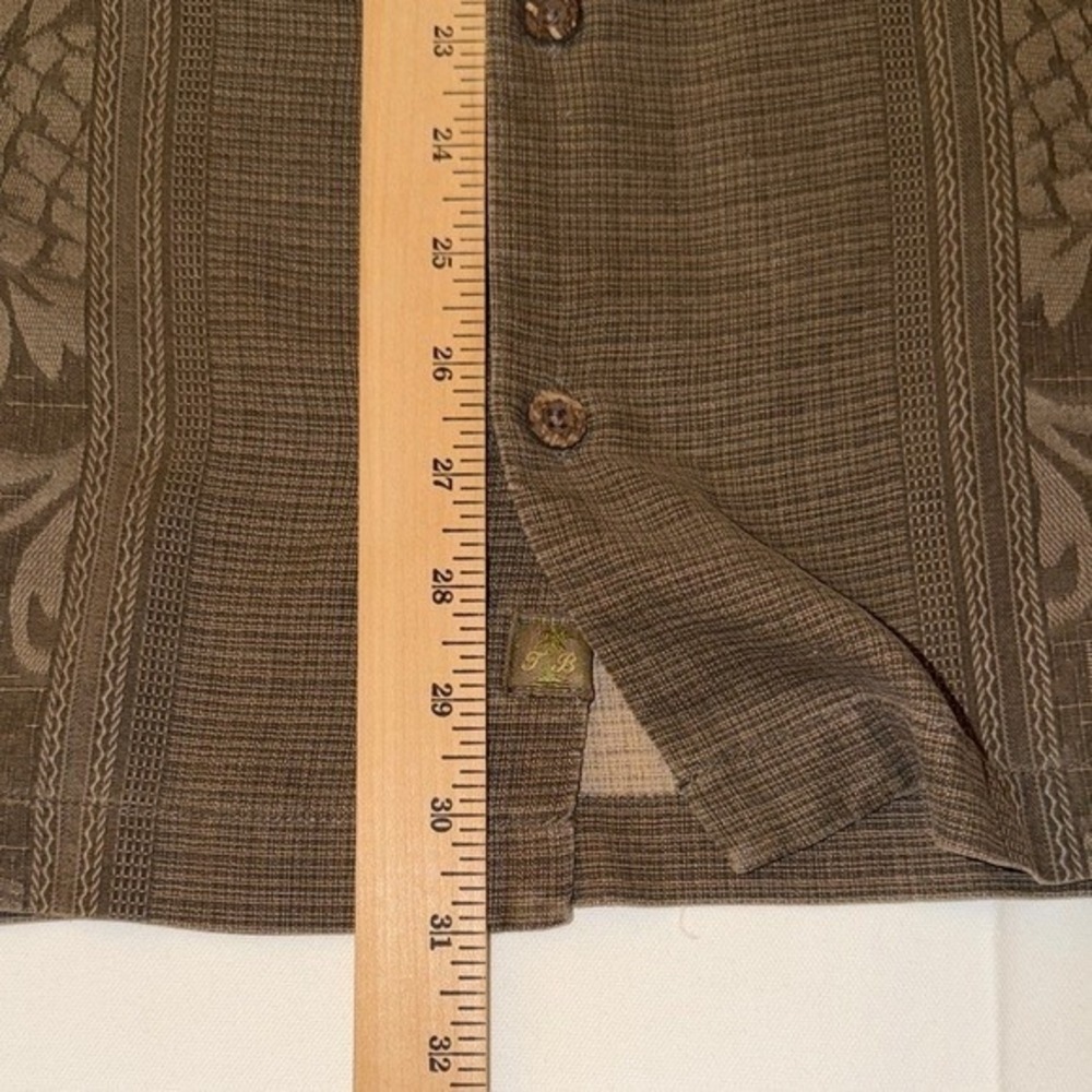 Tommy Bahama Mens XL Brown 100% Silk Tropical Jacquard Short Sleeve Camp Shirt - Picture 8 of 9